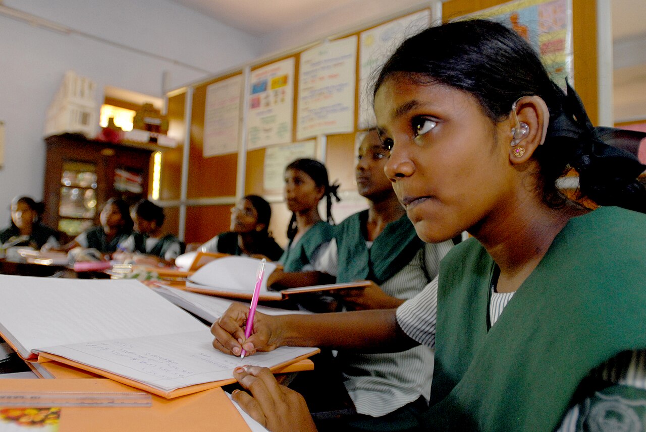 Girls reading together in a school in Chennai